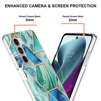 YB IMD Series-3 for Motorola Moto G200 5G / Edge S30 Marble IMD Flexible TPU Case Electroplate Reinforced Corners Shockproof Cover