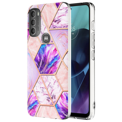 YB IMD Series-3 IMD TPU Case for Motorola Moto G71 5G, Elegant Marble Pattern Design Electroplating Phone Cover