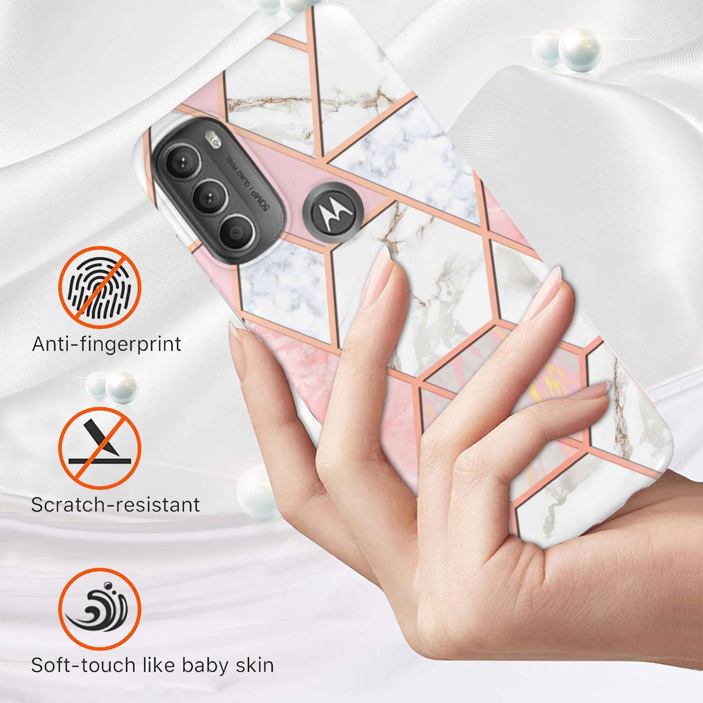 YB IMD Series-3 IMD TPU Case for Motorola Moto G71 5G, Elegant Marble Pattern Design Electroplating Phone Cover