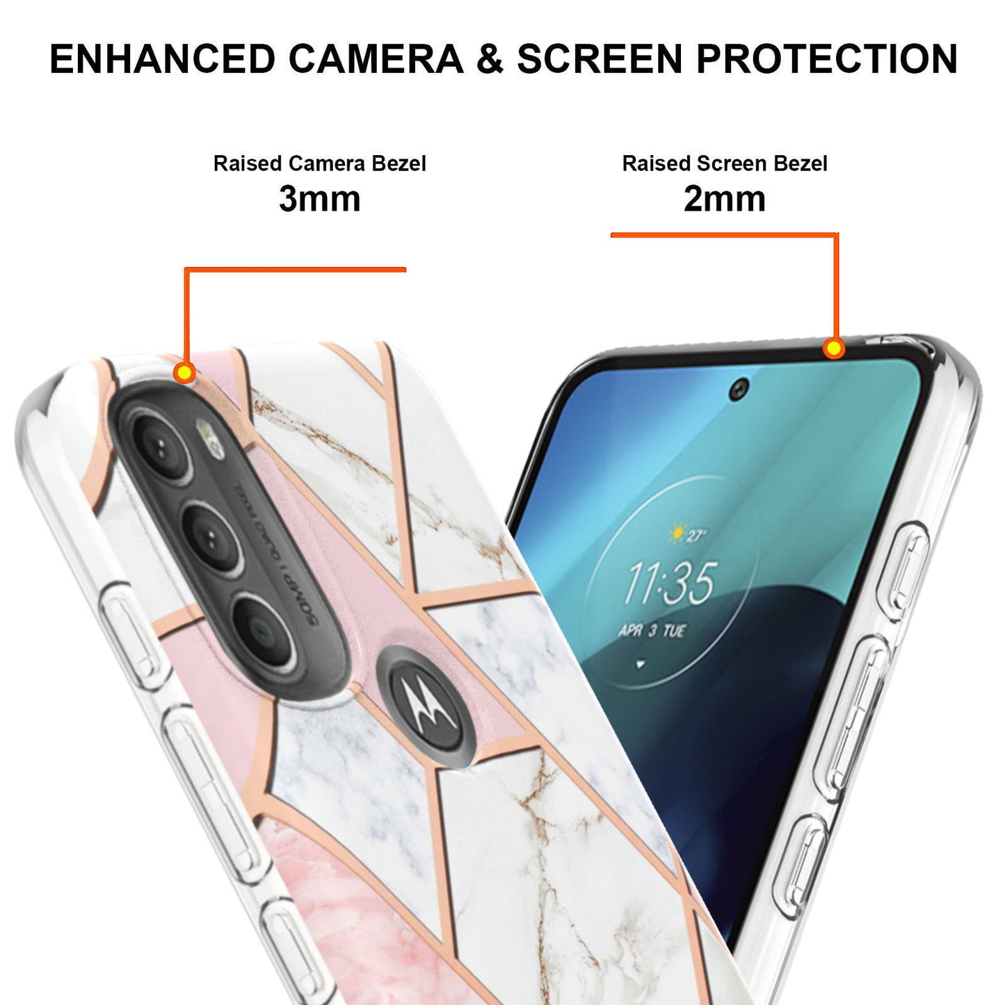 YB IMD Series-3 IMD TPU Case for Motorola Moto G71 5G, Elegant Marble Pattern Design Electroplating Phone Cover