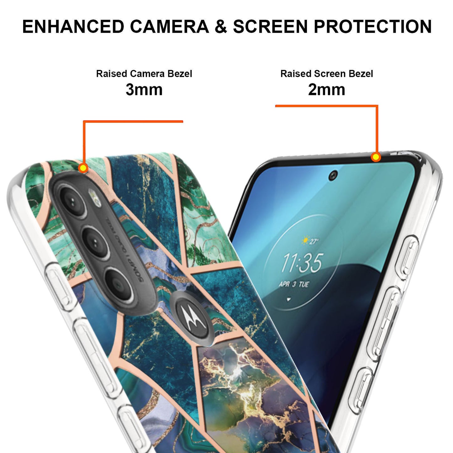 YB IMD Series-3 IMD TPU Case for Motorola Moto G71 5G, Elegant Marble Pattern Design Electroplating Phone Cover