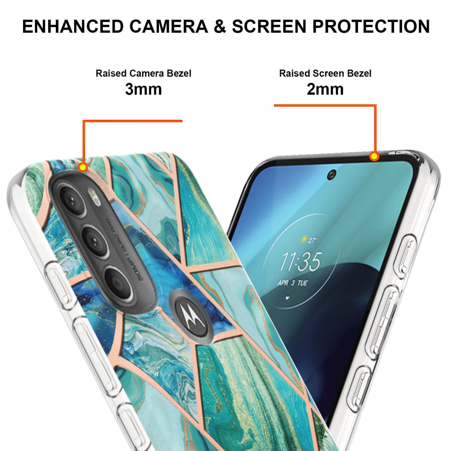 YB IMD Series-3 IMD TPU Case for Motorola Moto G71 5G, Elegant Marble Pattern Design Electroplating Phone Cover