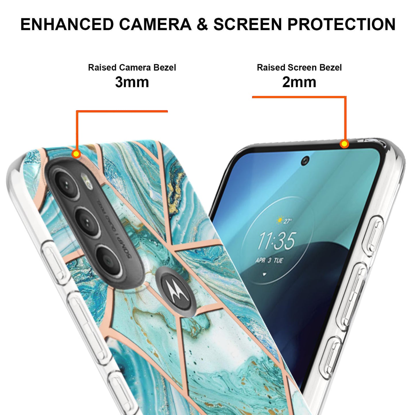 YB IMD Series-3 IMD TPU Case for Motorola Moto G71 5G, Elegant Marble Pattern Design Electroplating Phone Cover