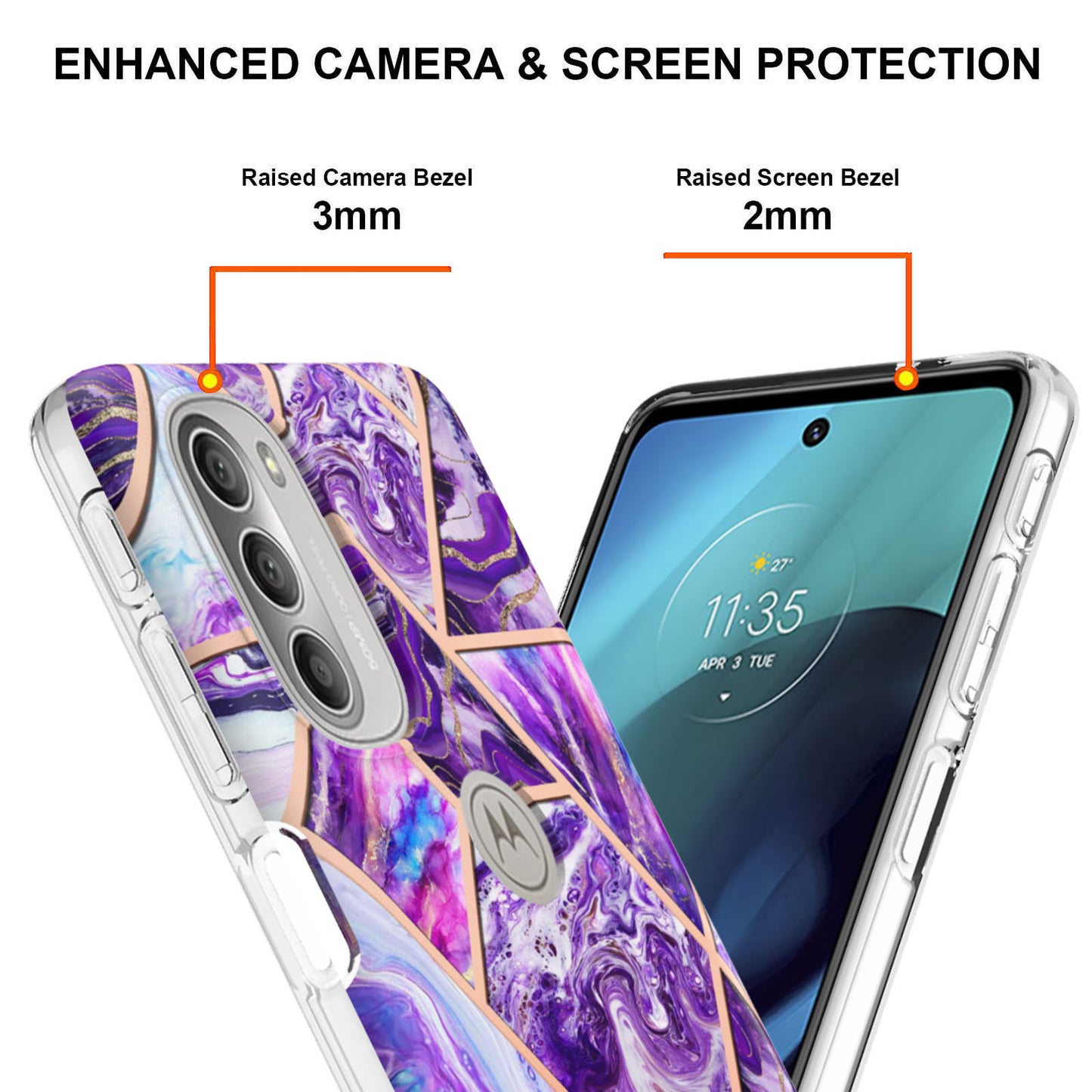 YB IMD Series-3 Soft TPU Case for Motorola Moto G51 5G, IMD Double-sided Electroplating Splicing Marble Pattern Protective Cover