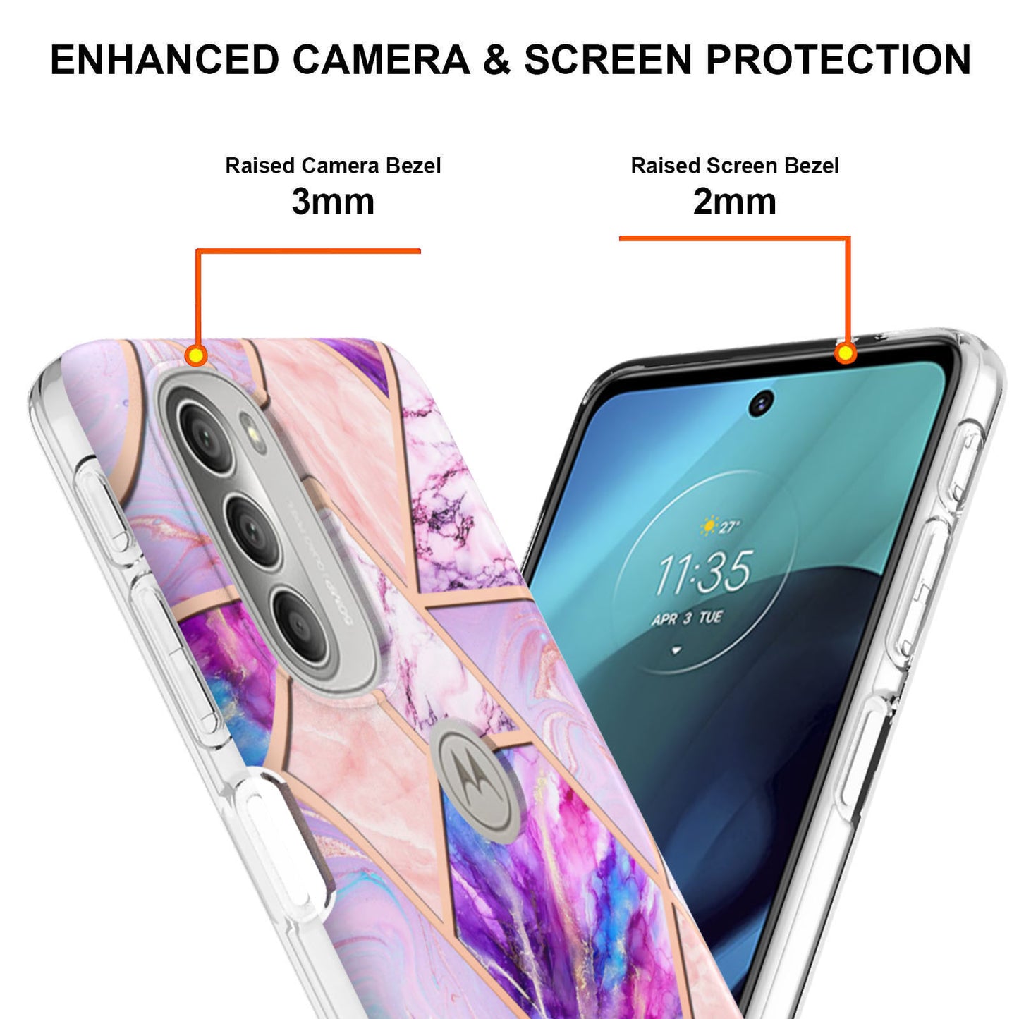 YB IMD Series-3 Soft TPU Case for Motorola Moto G51 5G, IMD Double-sided Electroplating Splicing Marble Pattern Protective Cover