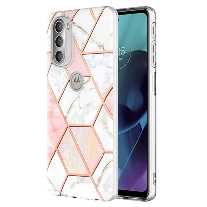 YB IMD Series-3 Soft TPU Case for Motorola Moto G51 5G, IMD Double-sided Electroplating Splicing Marble Pattern Protective Cover
