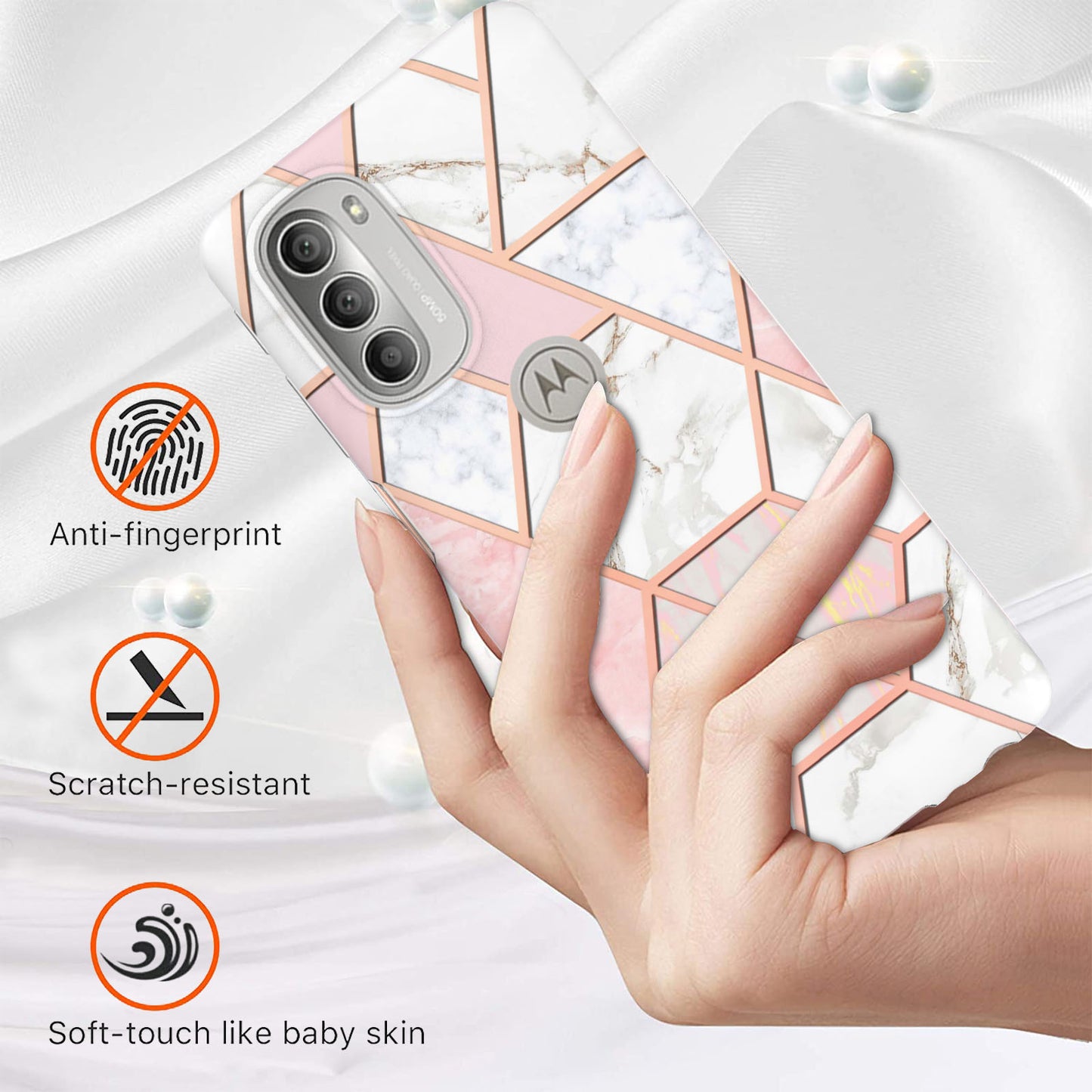 YB IMD Series-3 Soft TPU Case for Motorola Moto G51 5G, IMD Double-sided Electroplating Splicing Marble Pattern Protective Cover