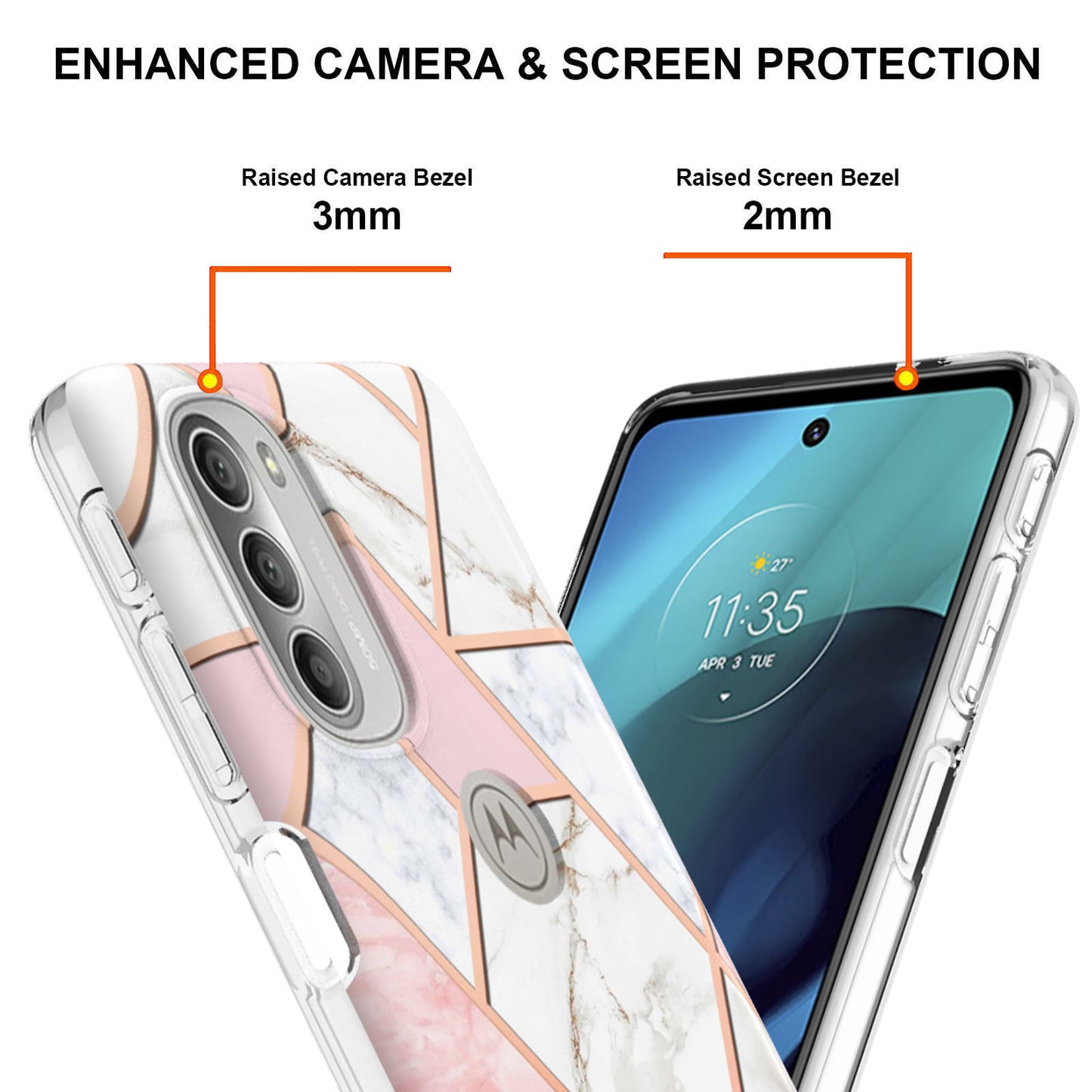 YB IMD Series-3 Soft TPU Case for Motorola Moto G51 5G, IMD Double-sided Electroplating Splicing Marble Pattern Protective Cover