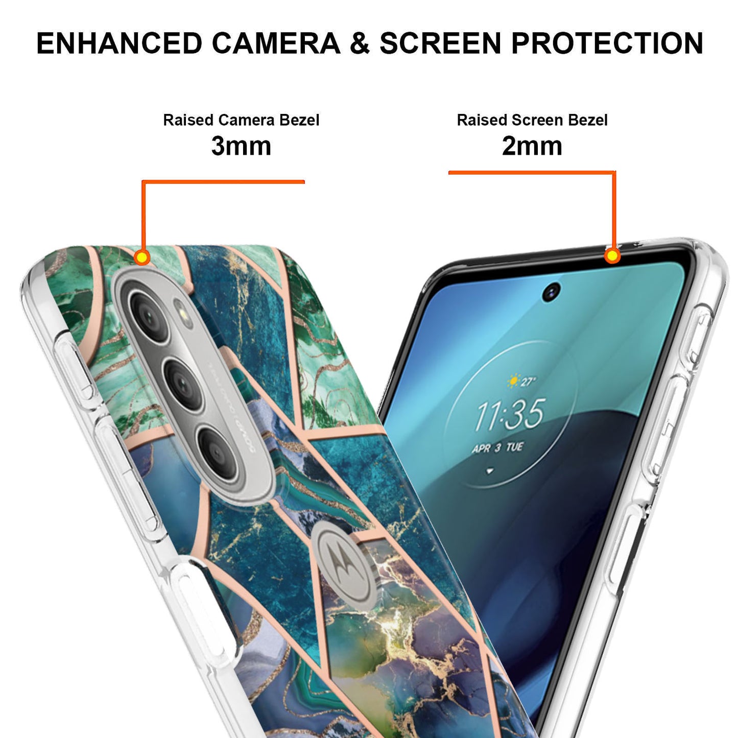 YB IMD Series-3 Soft TPU Case for Motorola Moto G51 5G, IMD Double-sided Electroplating Splicing Marble Pattern Protective Cover