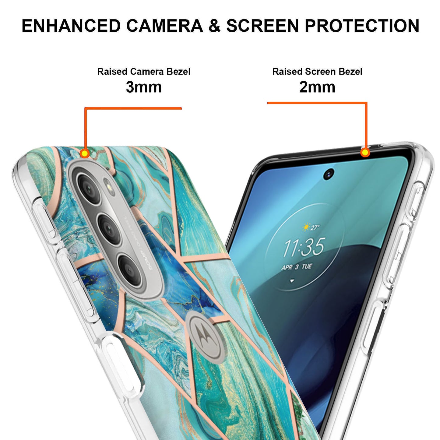 YB IMD Series-3 Soft TPU Case for Motorola Moto G51 5G, IMD Double-sided Electroplating Splicing Marble Pattern Protective Cover