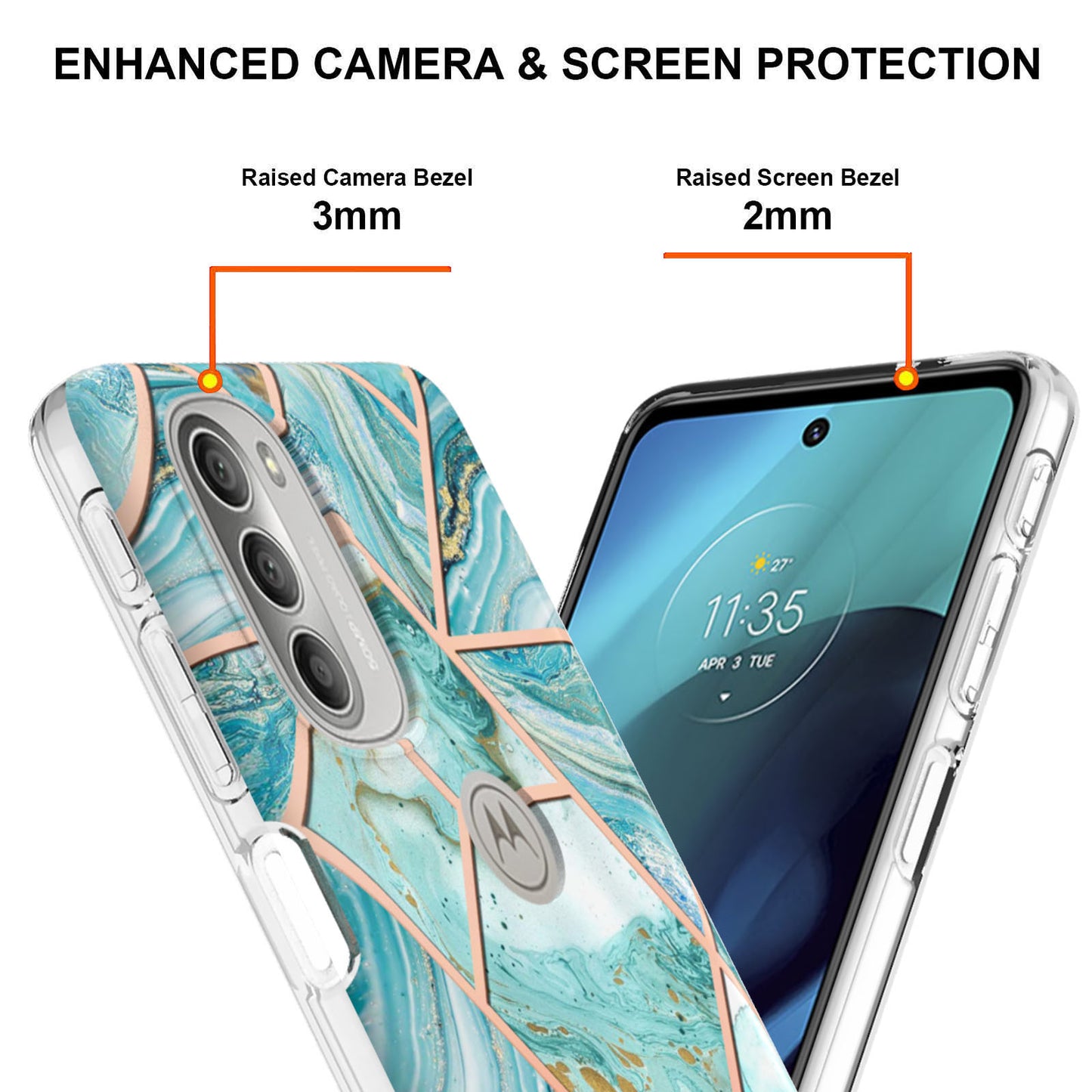 YB IMD Series-3 Soft TPU Case for Motorola Moto G51 5G, IMD Double-sided Electroplating Splicing Marble Pattern Protective Cover