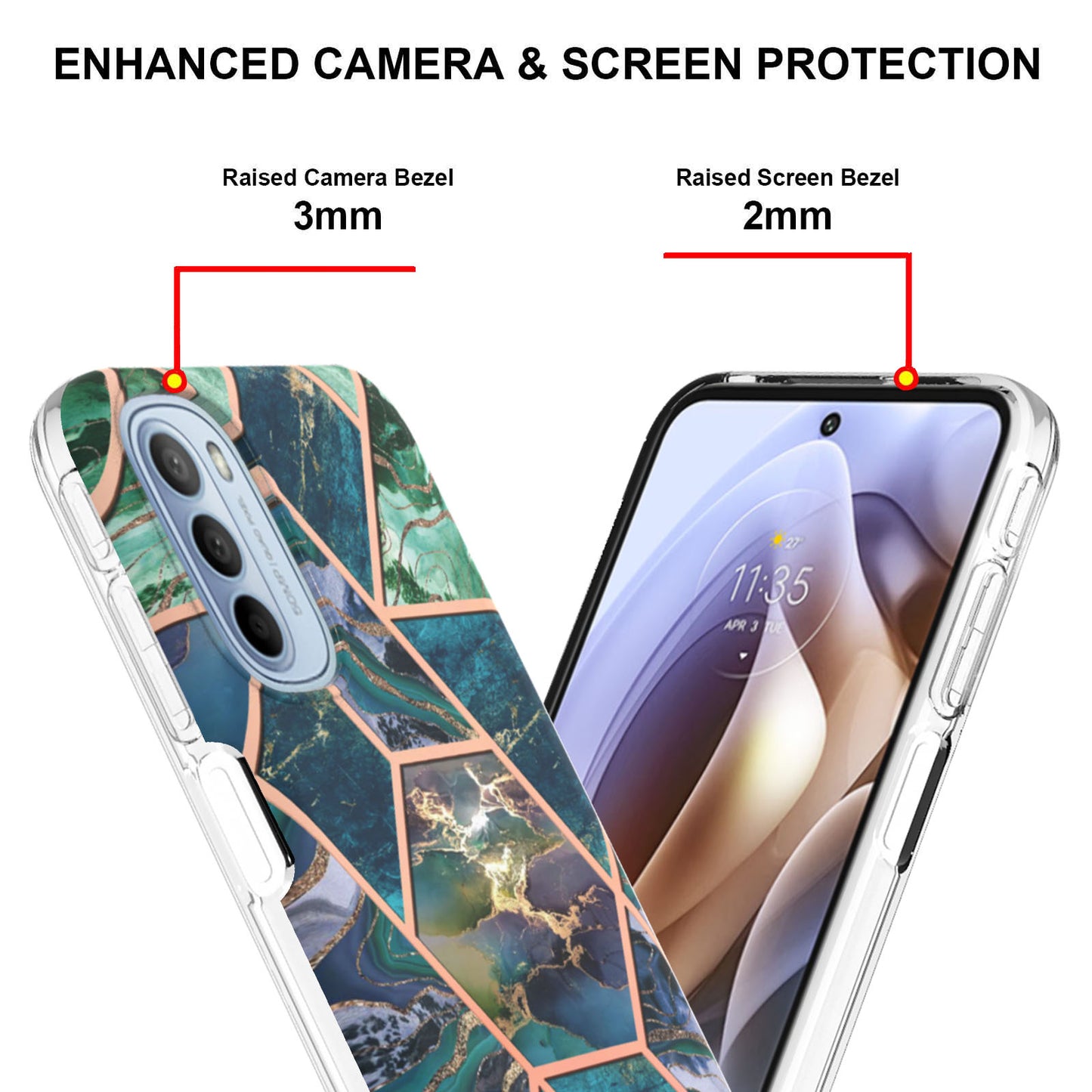 YB IMD Series-3 for Motorola Moto G31 / Moto G41 Soft TPU Cushion IMD Marble Case Shiny Electroplating Protective Cover