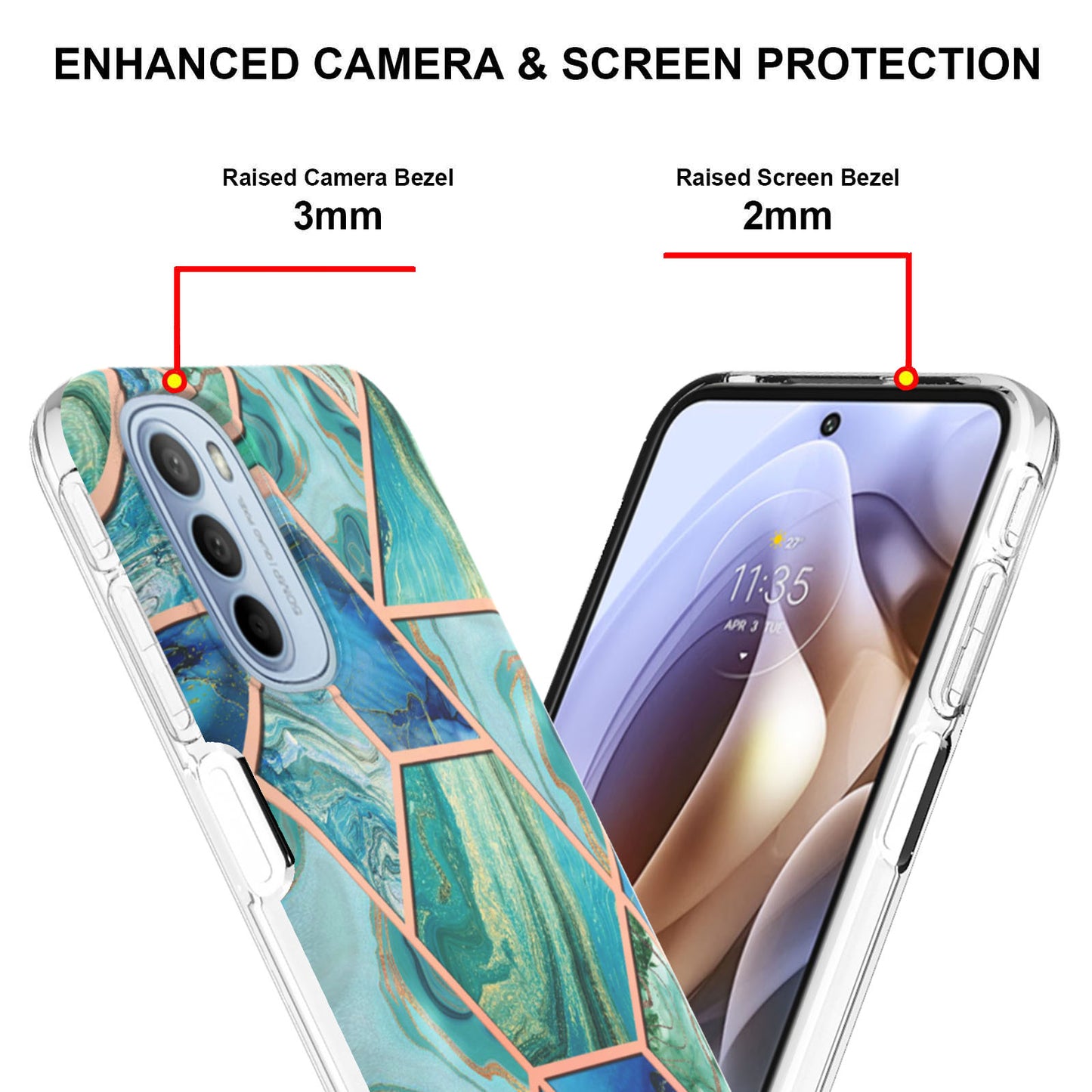 YB IMD Series-3 for Motorola Moto G31 / Moto G41 Soft TPU Cushion IMD Marble Case Shiny Electroplating Protective Cover