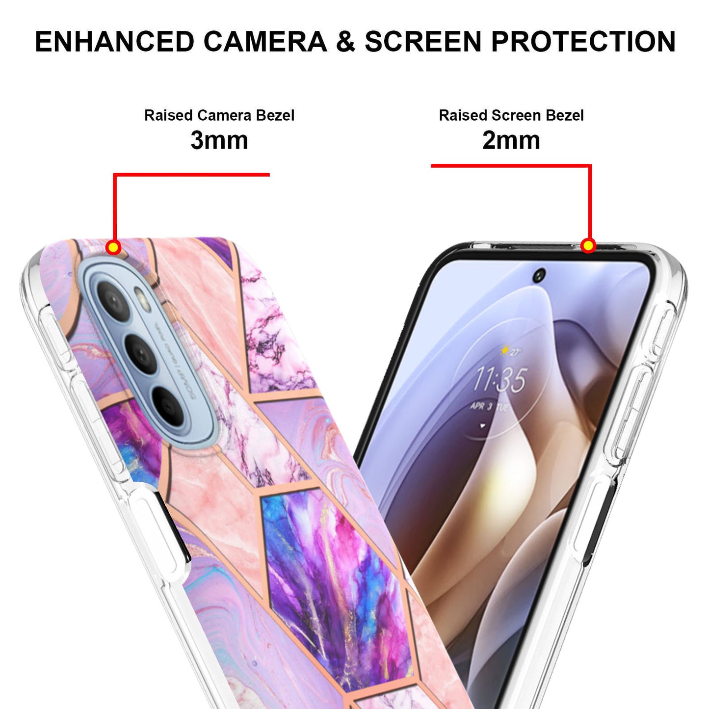 YB IMD Series-3 for Motorola Moto G31 / Moto G41 Soft TPU Cushion IMD Marble Case Shiny Electroplating Protective Cover