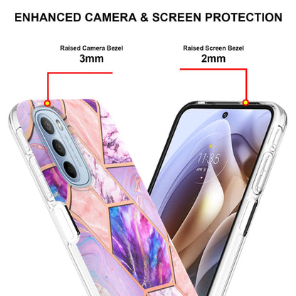 YB IMD Series-3 for Motorola Moto G31 / Moto G41 Soft TPU Cushion IMD Marble Case Shiny Electroplating Protective Cover