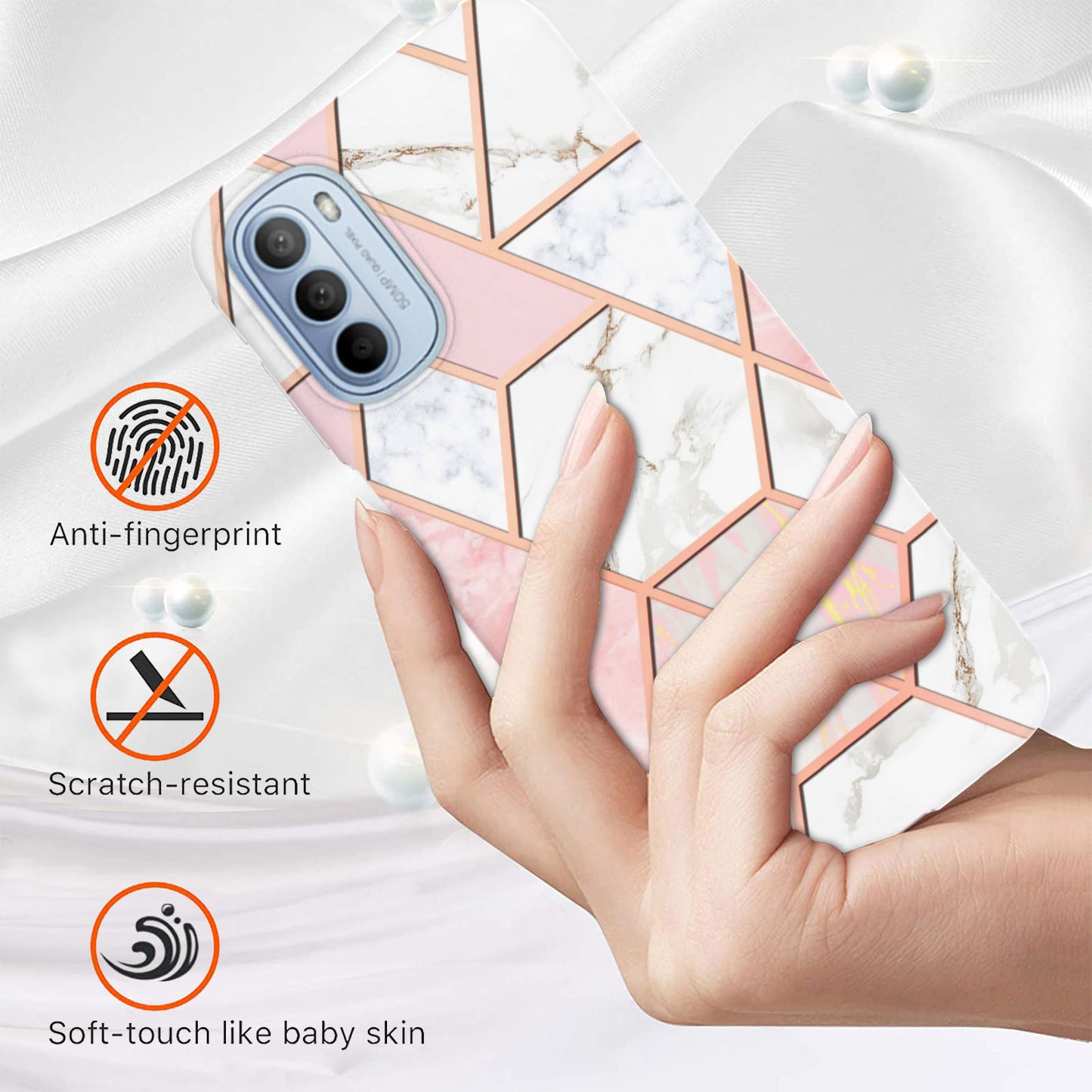 YB IMD Series-3 for Motorola Moto G31 / Moto G41 Soft TPU Cushion IMD Marble Case Shiny Electroplating Protective Cover