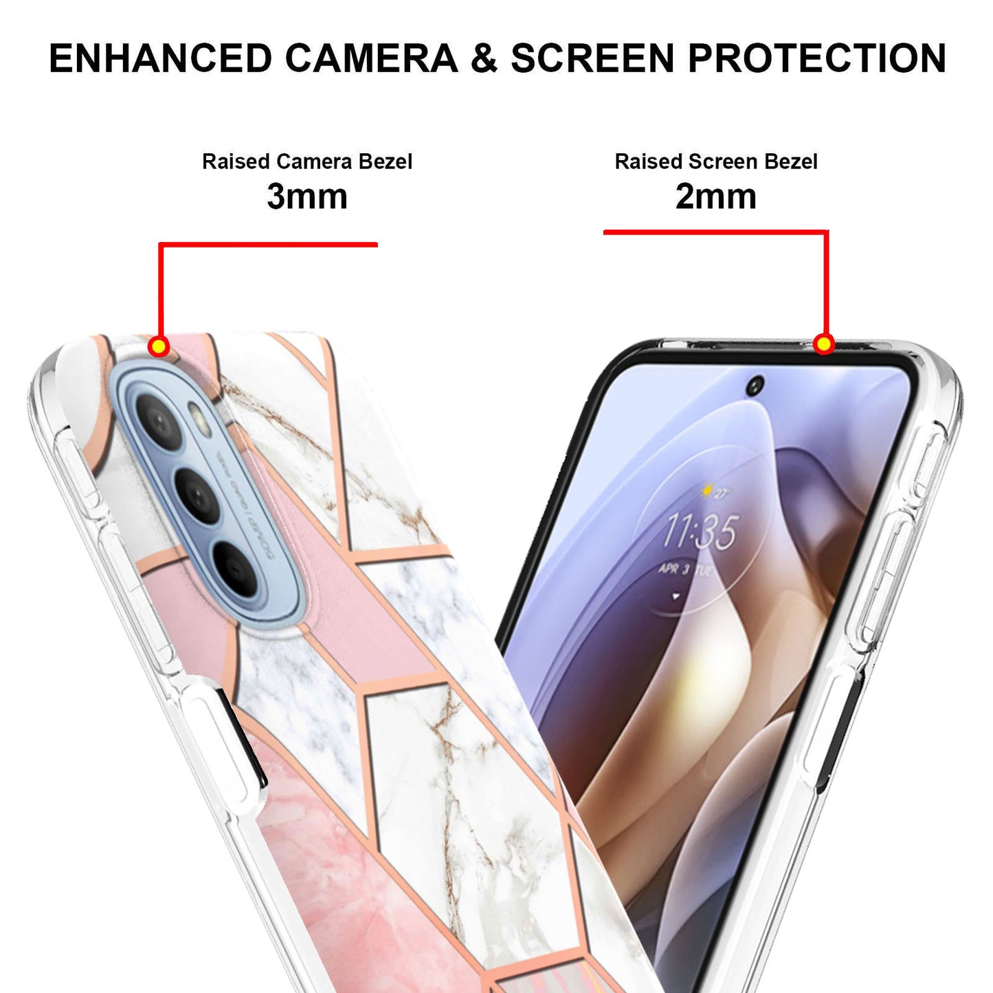 YB IMD Series-3 for Motorola Moto G31 / Moto G41 Soft TPU Cushion IMD Marble Case Shiny Electroplating Protective Cover