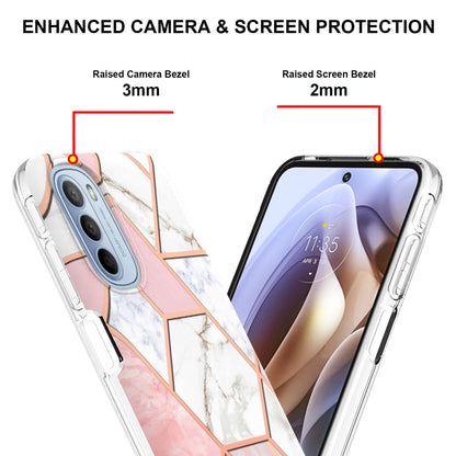 YB IMD Series-3 for Motorola Moto G31 / Moto G41 Soft TPU Cushion IMD Marble Case Shiny Electroplating Protective Cover