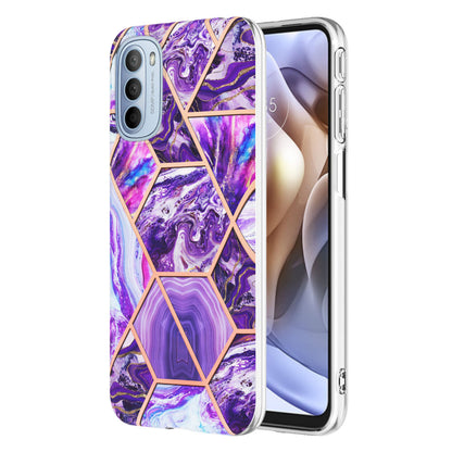 YB IMD Series-3 for Motorola Moto G31 / Moto G41 Soft TPU Cushion IMD Marble Case Shiny Electroplating Protective Cover
