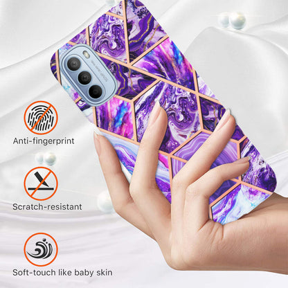YB IMD Series-3 for Motorola Moto G31 / Moto G41 Soft TPU Cushion IMD Marble Case Shiny Electroplating Protective Cover