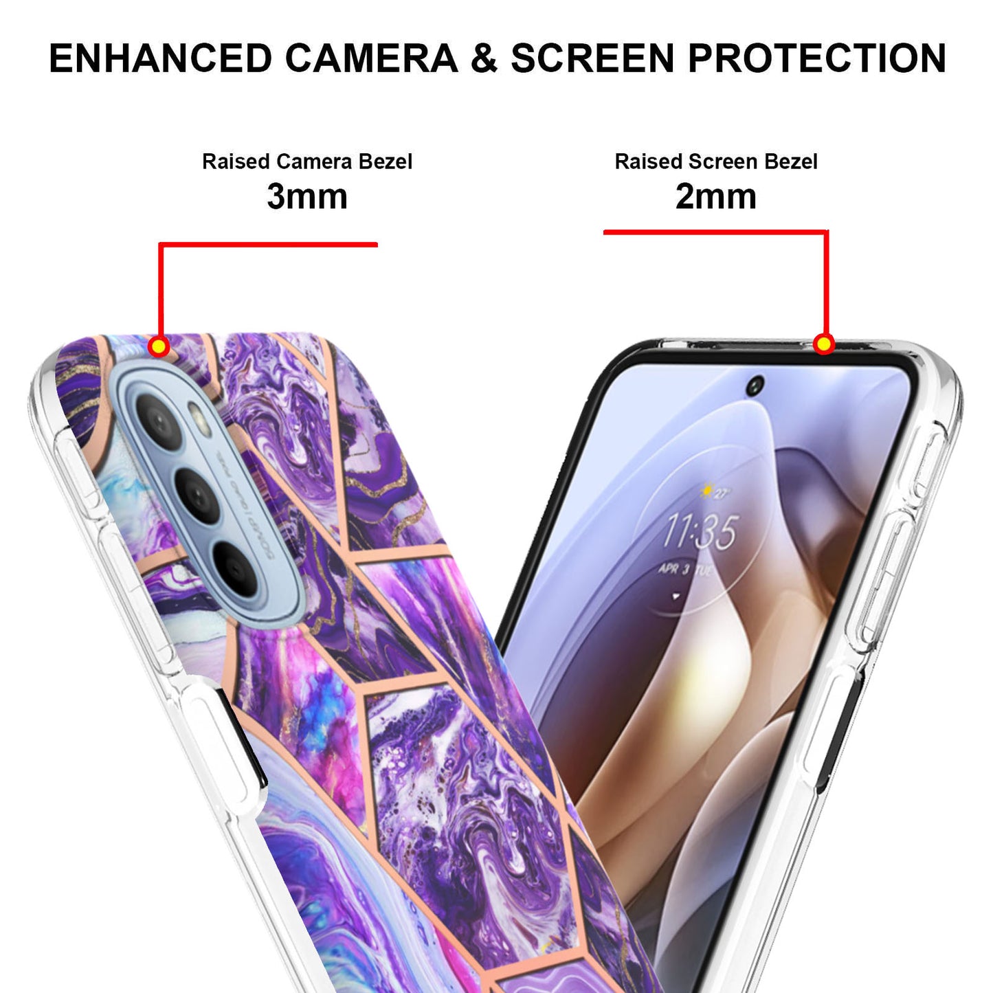 YB IMD Series-3 for Motorola Moto G31 / Moto G41 Soft TPU Cushion IMD Marble Case Shiny Electroplating Protective Cover