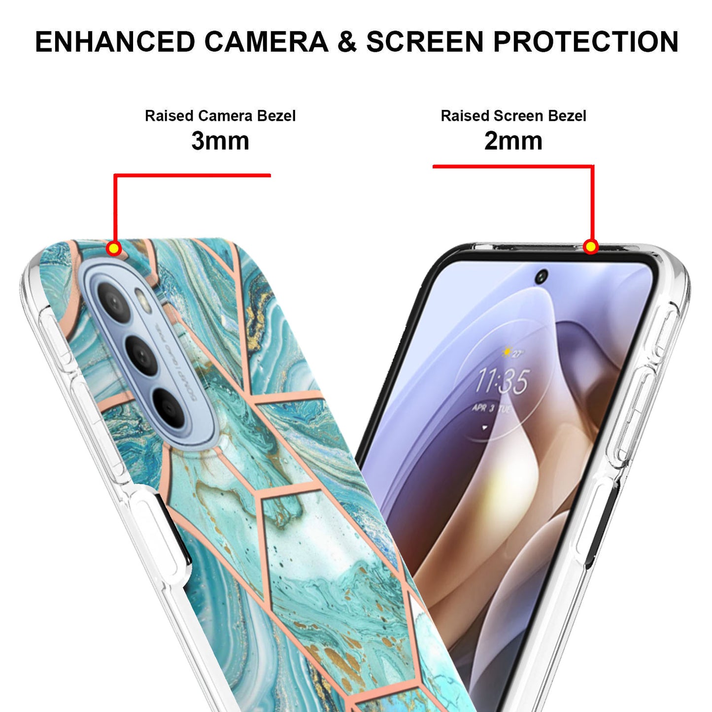 YB IMD Series-3 for Motorola Moto G31 / Moto G41 Soft TPU Cushion IMD Marble Case Shiny Electroplating Protective Cover