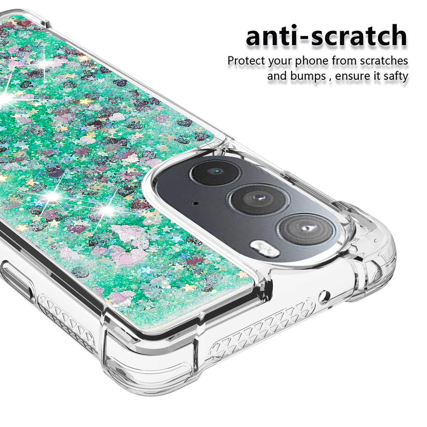 YB Quicksand Series-1 for Motorola Edge 30 Pro Liquid Phone Case Sparkle Flowing Floating Quicksand Soft TPU Clear Cover