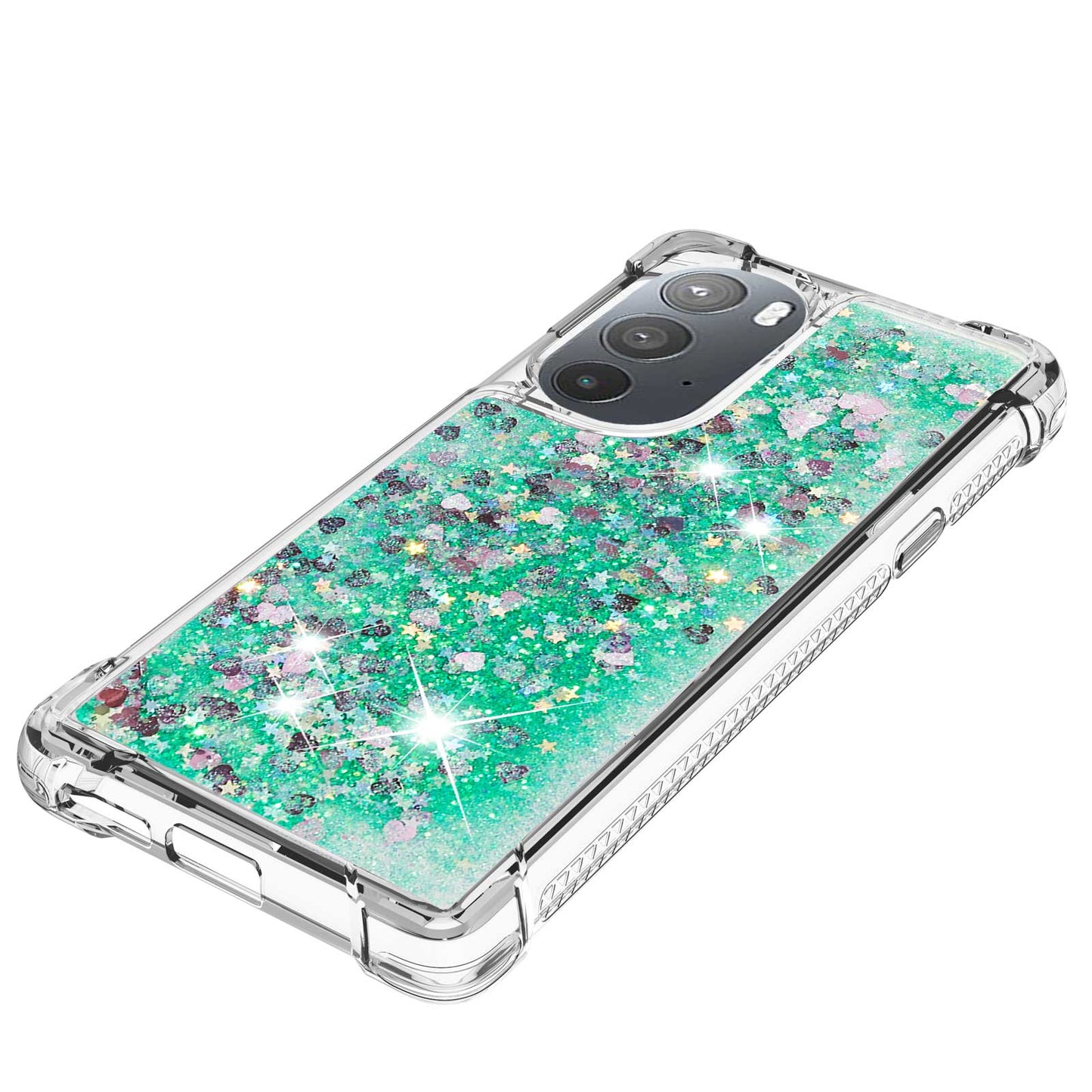 YB Quicksand Series-1 for Motorola Edge 30 Pro Liquid Phone Case Sparkle Flowing Floating Quicksand Soft TPU Clear Cover