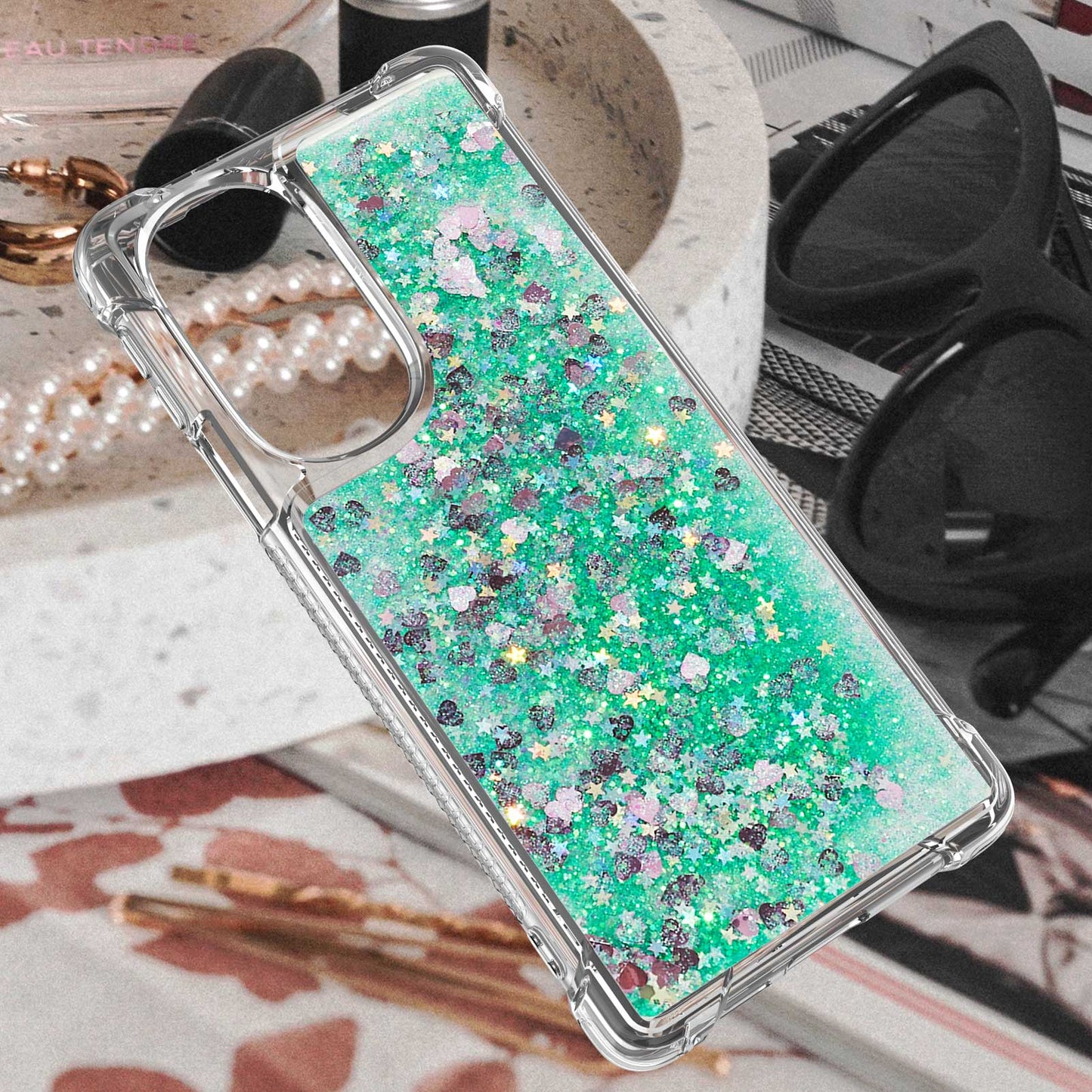 YB Quicksand Series-1 for Motorola Edge 30 Pro Liquid Phone Case Sparkle Flowing Floating Quicksand Soft TPU Clear Cover