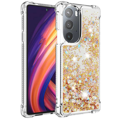 YB Quicksand Series-1 for Motorola Edge 30 Pro Liquid Phone Case Sparkle Flowing Floating Quicksand Soft TPU Clear Cover