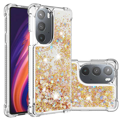 YB Quicksand Series-1 for Motorola Edge 30 Pro Liquid Phone Case Sparkle Flowing Floating Quicksand Soft TPU Clear Cover