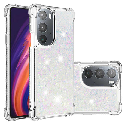 YB Quicksand Series-1 for Motorola Edge 30 Pro Liquid Phone Case Sparkle Flowing Floating Quicksand Soft TPU Clear Cover