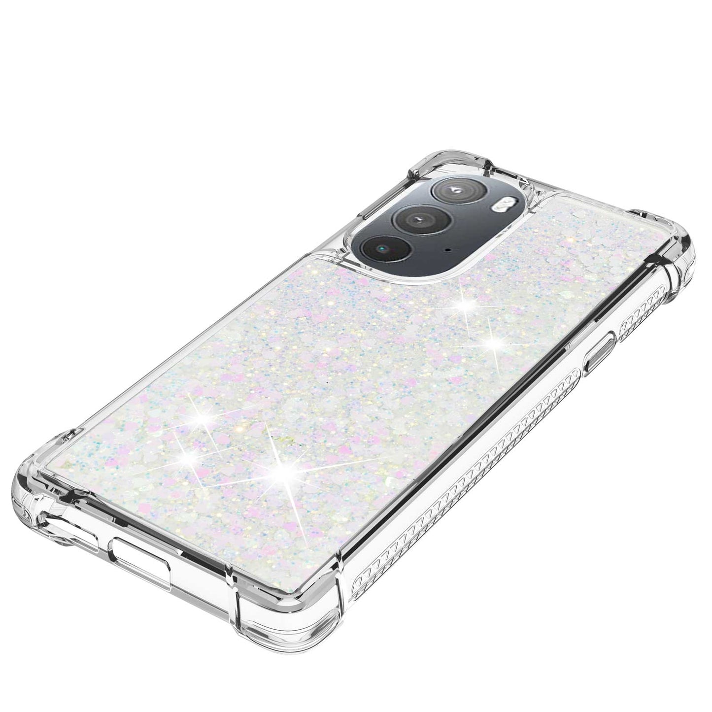 YB Quicksand Series-1 for Motorola Edge 30 Pro Liquid Phone Case Sparkle Flowing Floating Quicksand Soft TPU Clear Cover