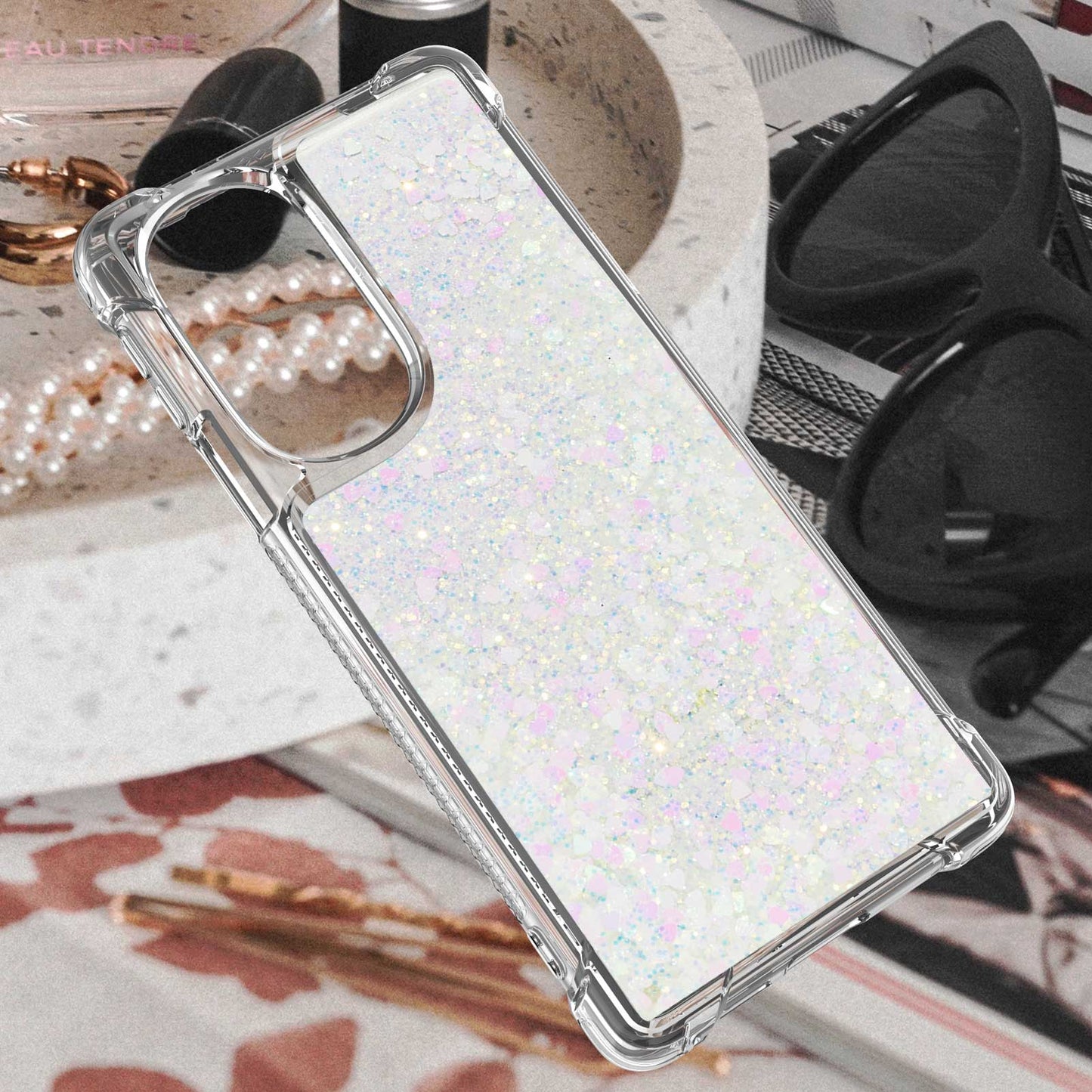 YB Quicksand Series-1 for Motorola Edge 30 Pro Liquid Phone Case Sparkle Flowing Floating Quicksand Soft TPU Clear Cover