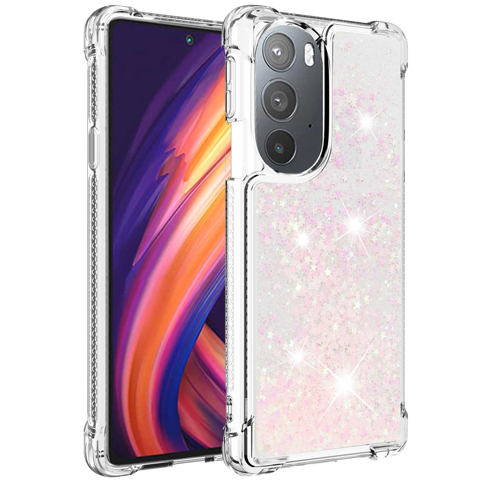 YB Quicksand Series-1 for Motorola Edge 30 Pro Liquid Phone Case Sparkle Flowing Floating Quicksand Soft TPU Clear Cover
