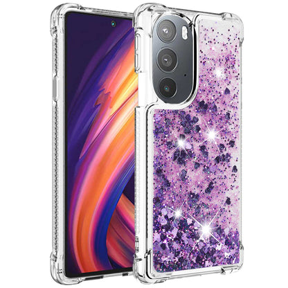 YB Quicksand Series-1 for Motorola Edge 30 Pro Liquid Phone Case Sparkle Flowing Floating Quicksand Soft TPU Clear Cover