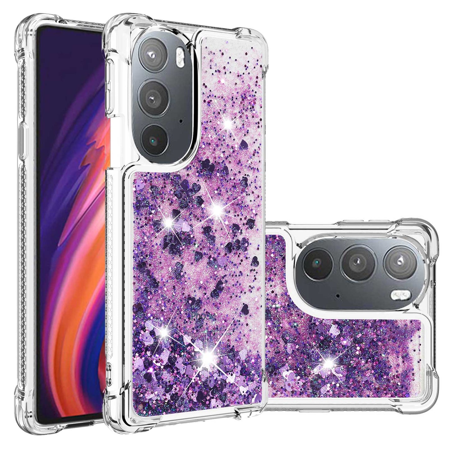 YB Quicksand Series-1 for Motorola Edge 30 Pro Liquid Phone Case Sparkle Flowing Floating Quicksand Soft TPU Clear Cover