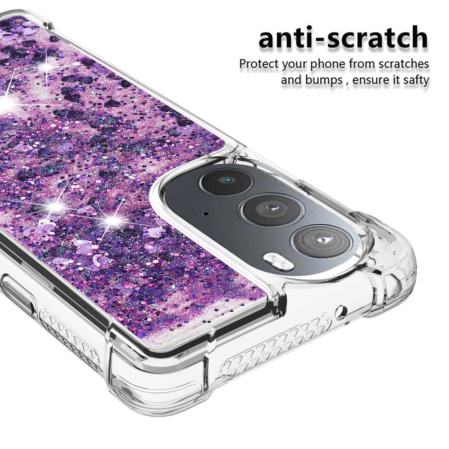 YB Quicksand Series-1 for Motorola Edge 30 Pro Liquid Phone Case Sparkle Flowing Floating Quicksand Soft TPU Clear Cover