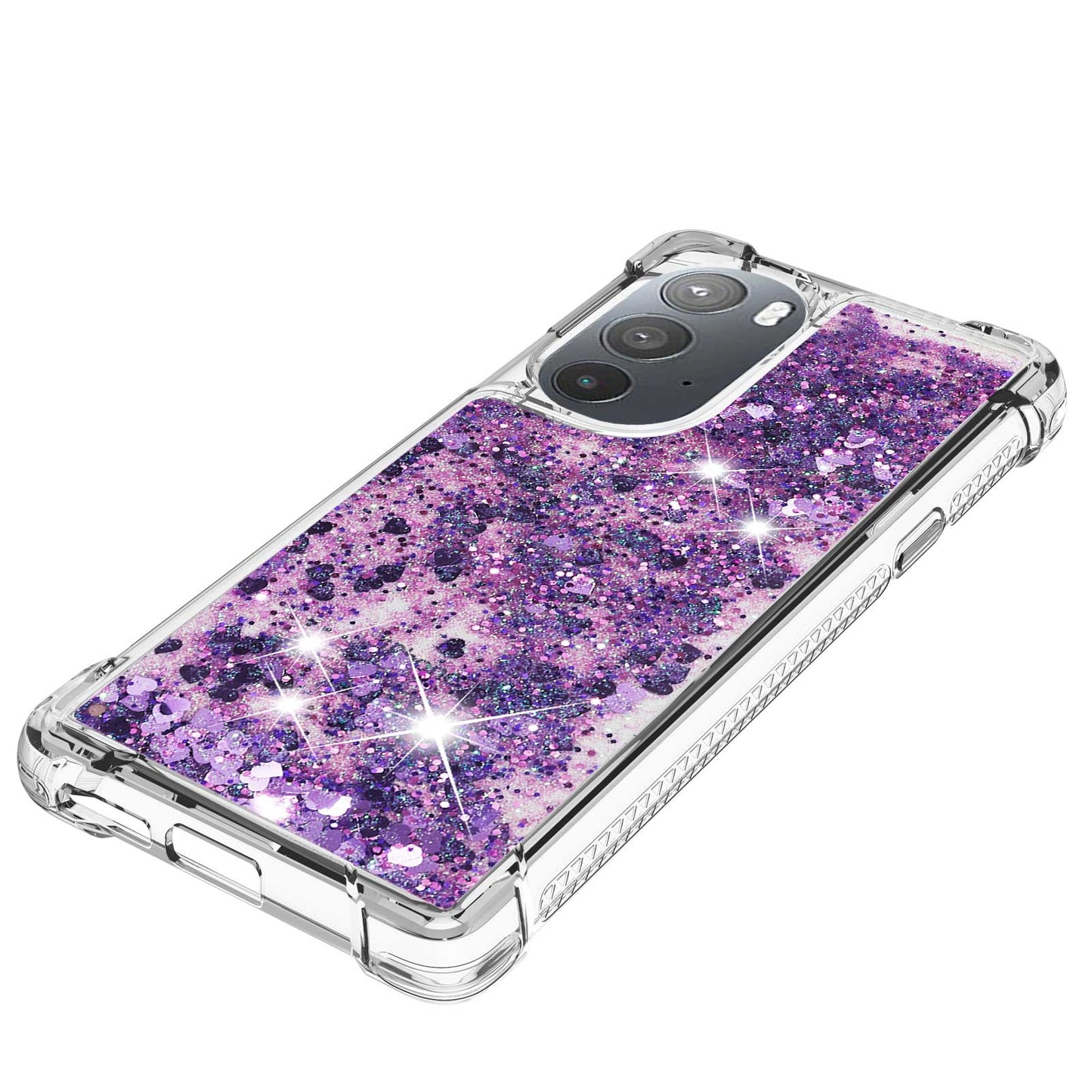 YB Quicksand Series-1 for Motorola Edge 30 Pro Liquid Phone Case Sparkle Flowing Floating Quicksand Soft TPU Clear Cover