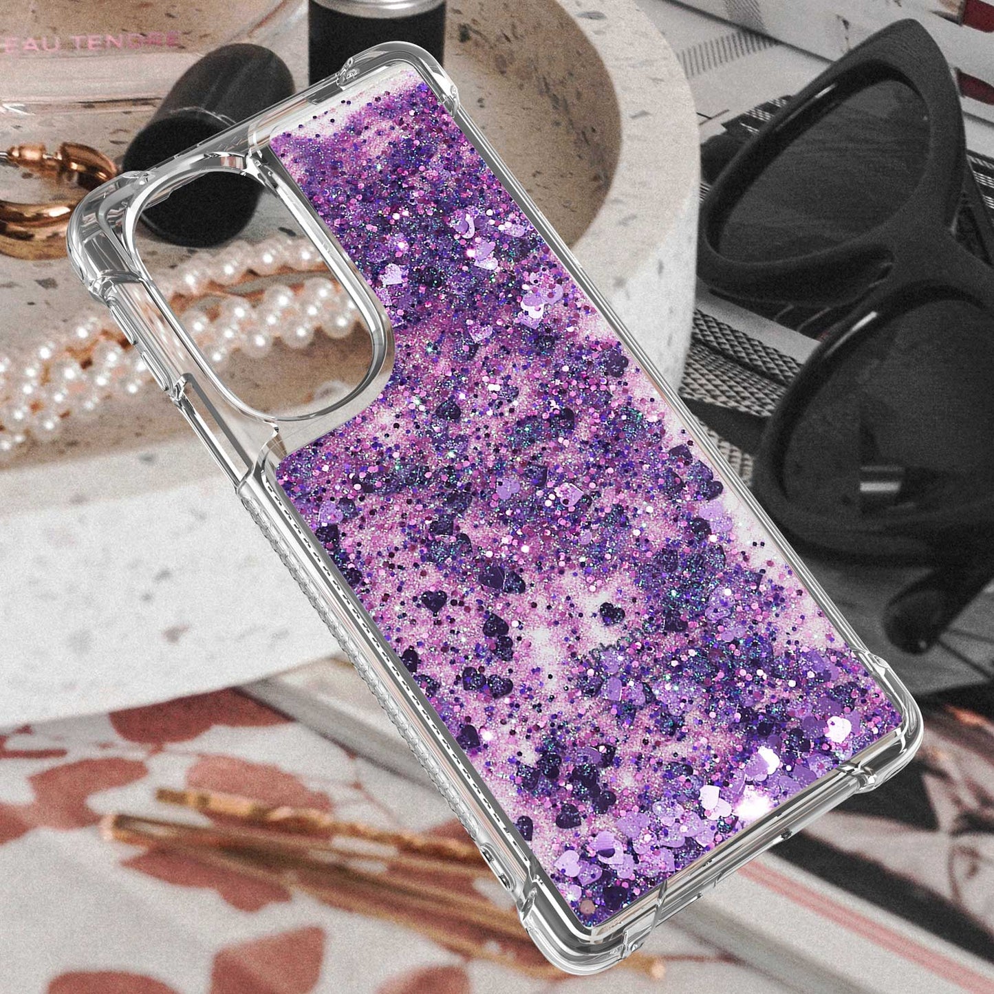 YB Quicksand Series-1 for Motorola Edge 30 Pro Liquid Phone Case Sparkle Flowing Floating Quicksand Soft TPU Clear Cover