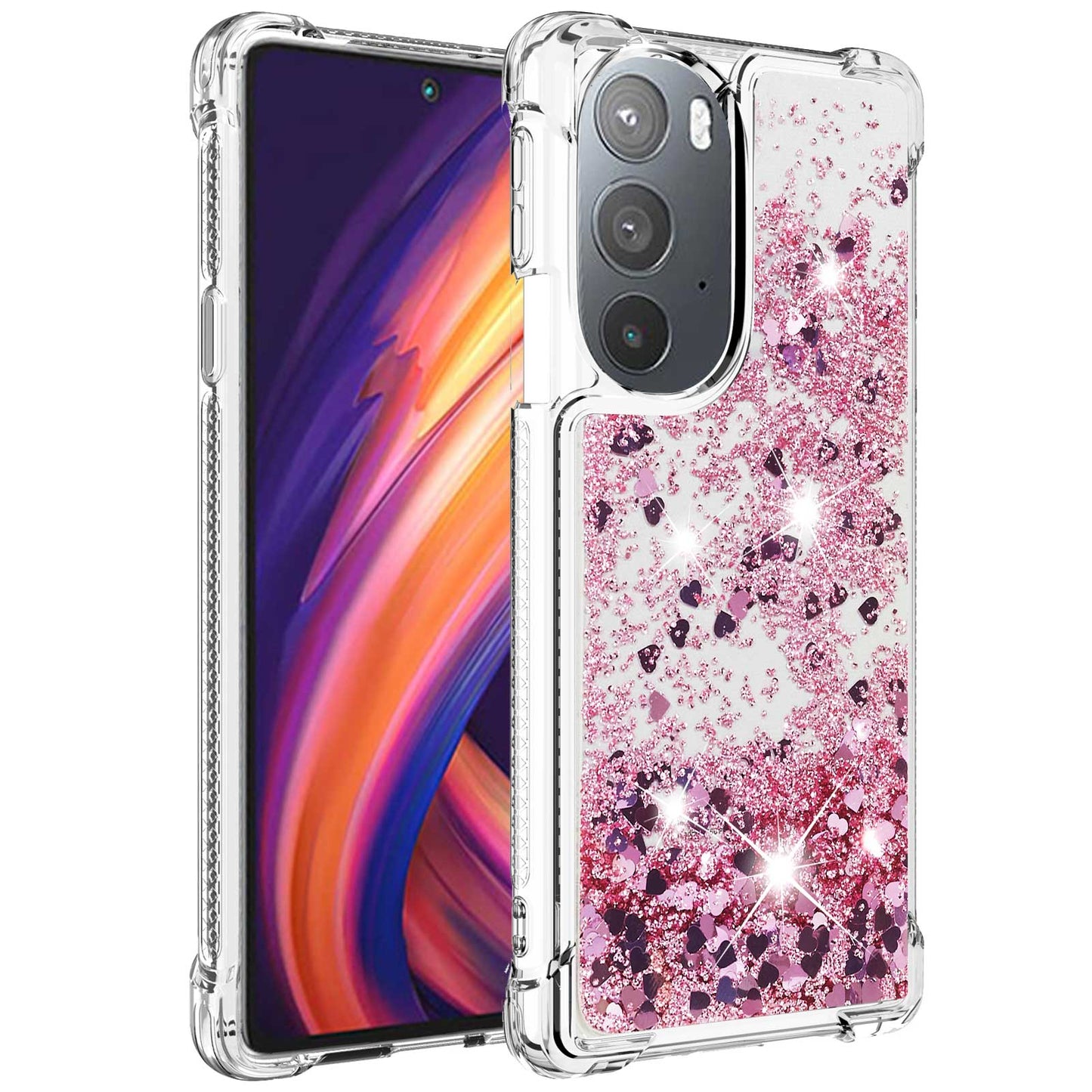 YB Quicksand Series-1 for Motorola Edge 30 Pro Liquid Phone Case Sparkle Flowing Floating Quicksand Soft TPU Clear Cover