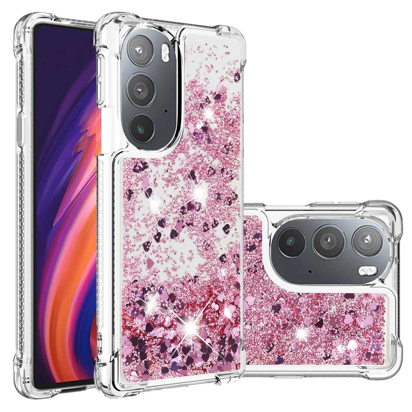 YB Quicksand Series-1 for Motorola Edge 30 Pro Liquid Phone Case Sparkle Flowing Floating Quicksand Soft TPU Clear Cover