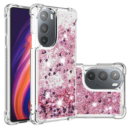 YB Quicksand Series-1 for Motorola Edge 30 Pro Liquid Phone Case Sparkle Flowing Floating Quicksand Soft TPU Clear Cover