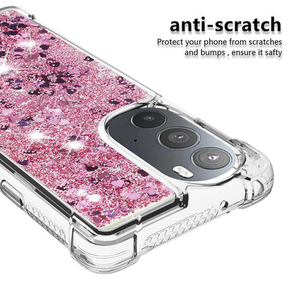 YB Quicksand Series-1 for Motorola Edge 30 Pro Liquid Phone Case Sparkle Flowing Floating Quicksand Soft TPU Clear Cover
