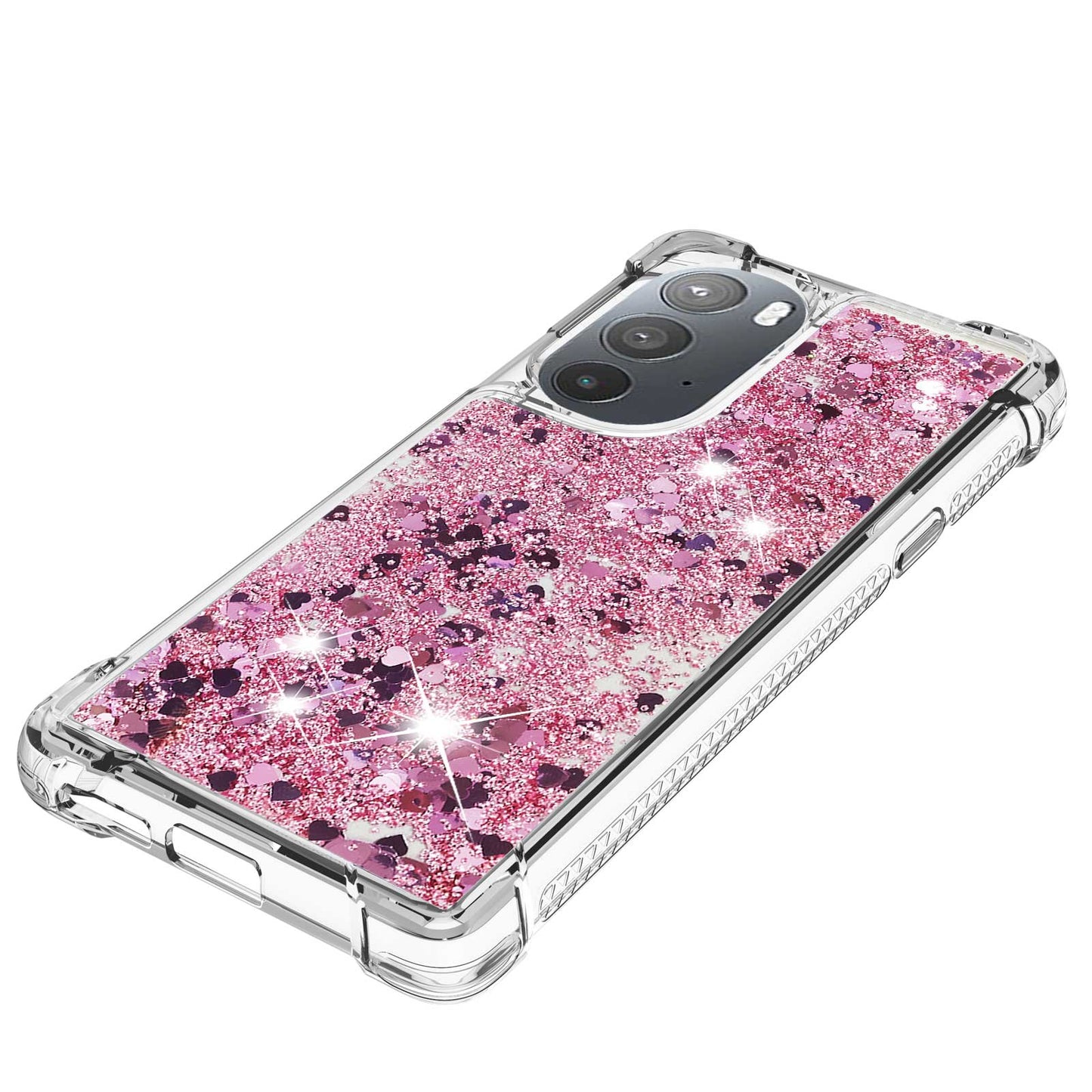 YB Quicksand Series-1 for Motorola Edge 30 Pro Liquid Phone Case Sparkle Flowing Floating Quicksand Soft TPU Clear Cover