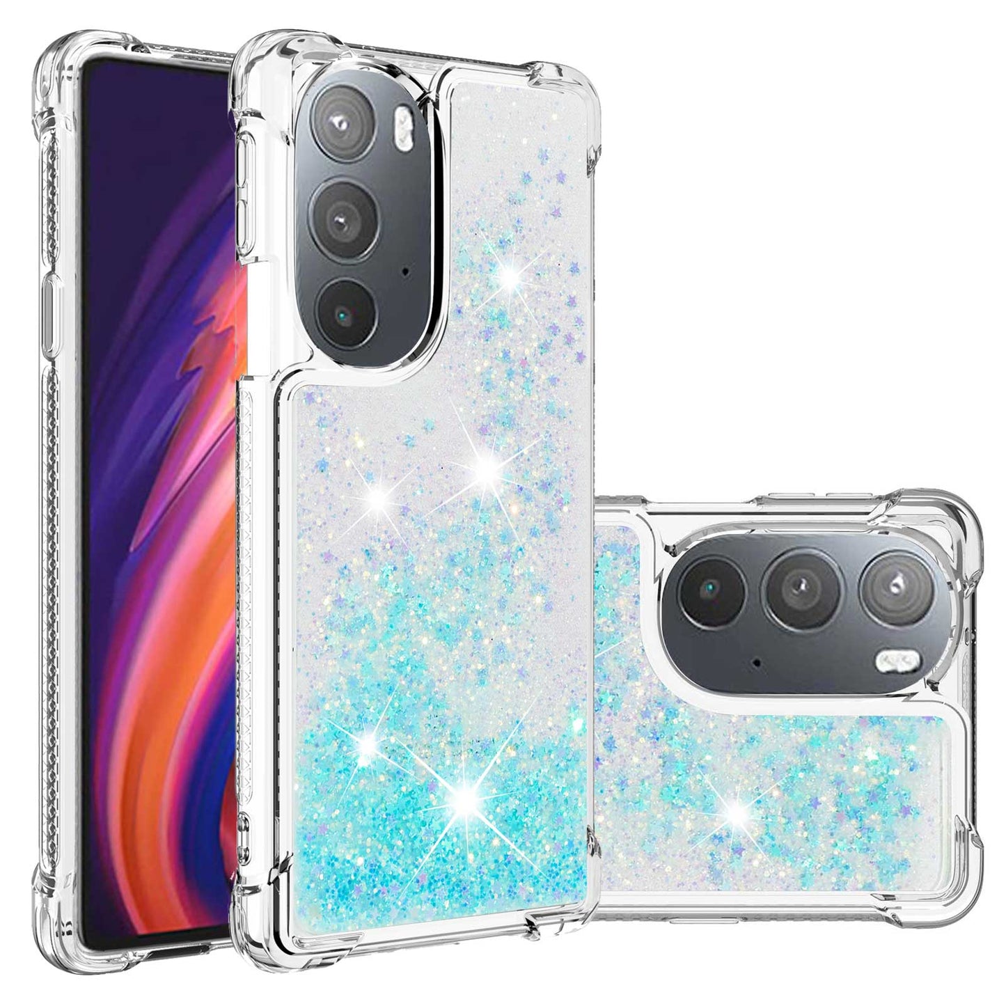 YB Quicksand Series-1 for Motorola Edge 30 Pro Liquid Phone Case Sparkle Flowing Floating Quicksand Soft TPU Clear Cover