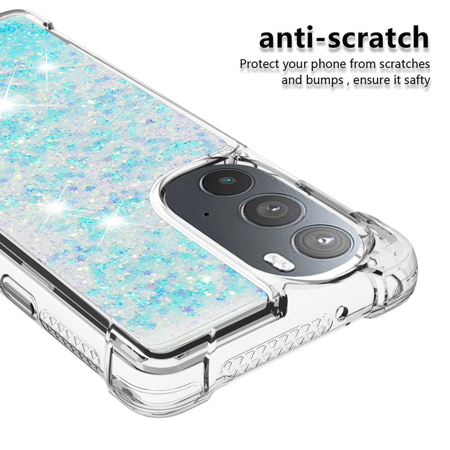 YB Quicksand Series-1 for Motorola Edge 30 Pro Liquid Phone Case Sparkle Flowing Floating Quicksand Soft TPU Clear Cover