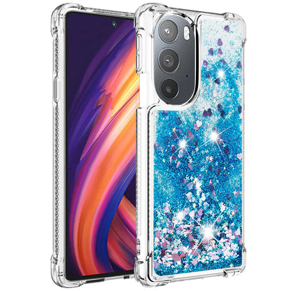 YB Quicksand Series-1 for Motorola Edge 30 Pro Liquid Phone Case Sparkle Flowing Floating Quicksand Soft TPU Clear Cover