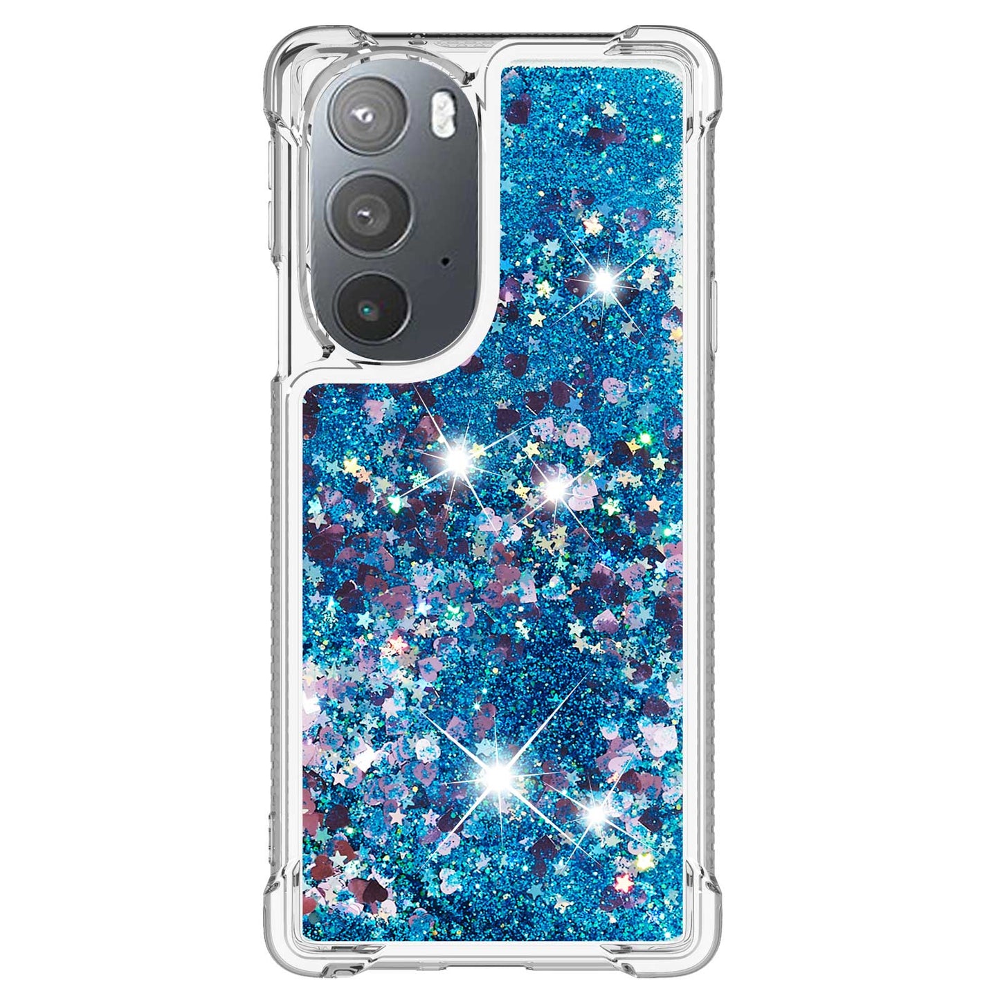 YB Quicksand Series-1 for Motorola Edge 30 Pro Liquid Phone Case Sparkle Flowing Floating Quicksand Soft TPU Clear Cover
