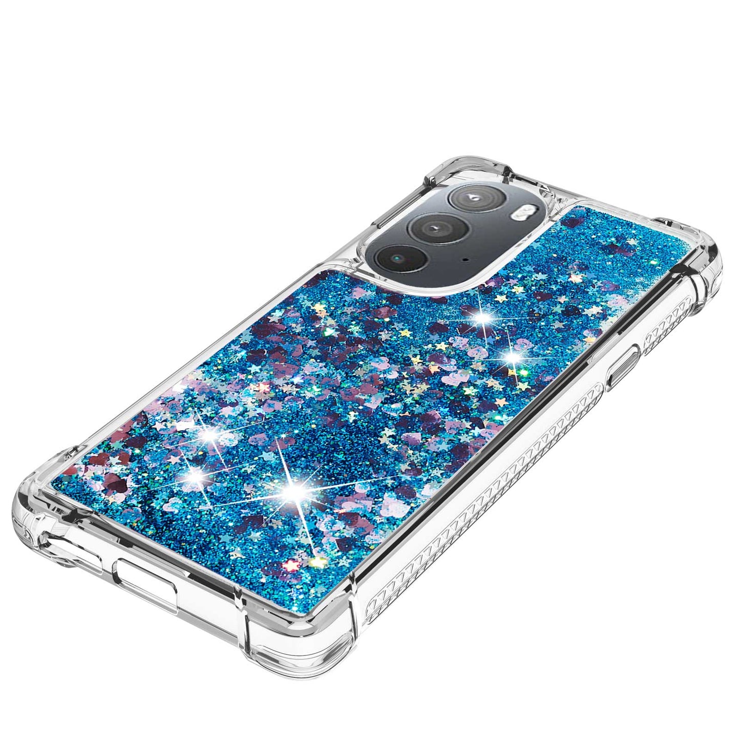 YB Quicksand Series-1 for Motorola Edge 30 Pro Liquid Phone Case Sparkle Flowing Floating Quicksand Soft TPU Clear Cover
